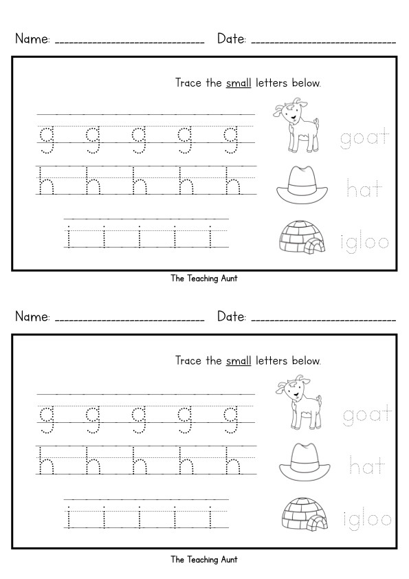 Tracing Lowercase Letters Printable Worksheets Lowercase Letters Tracing Worksheets Set 2 the Teaching Aunt