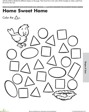 Triangle Worksheet for Kindergarten Follow the Triangles