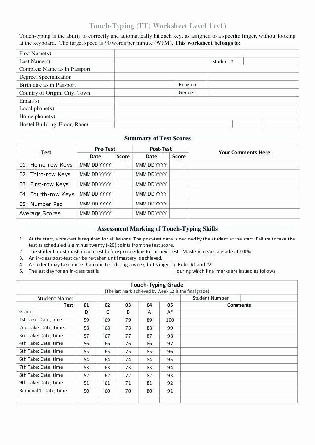 Typing Worksheets Printables Printable Keyboarding Worksheets Inspirational touch Typing