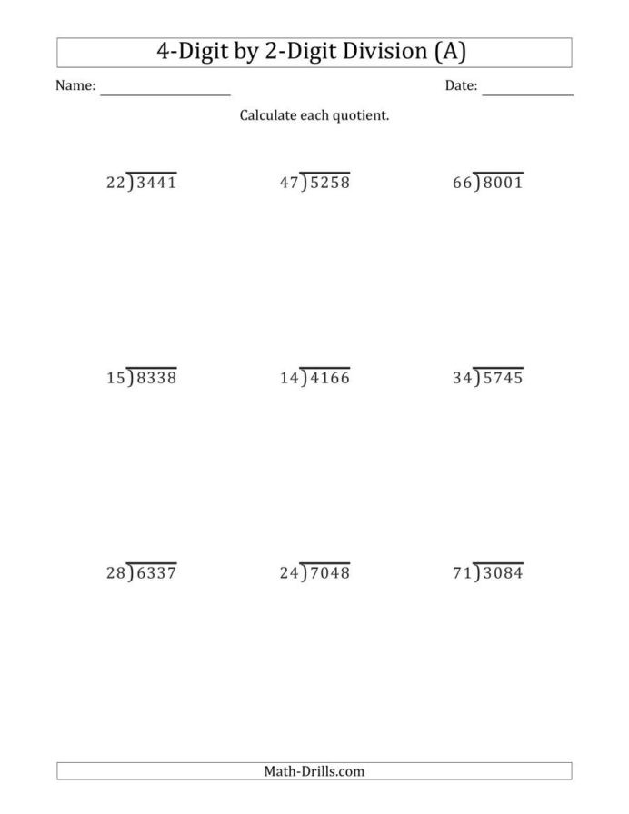 Variables Worksheets 5th Grade Digit by Division with Remainders and Steps Shown Two