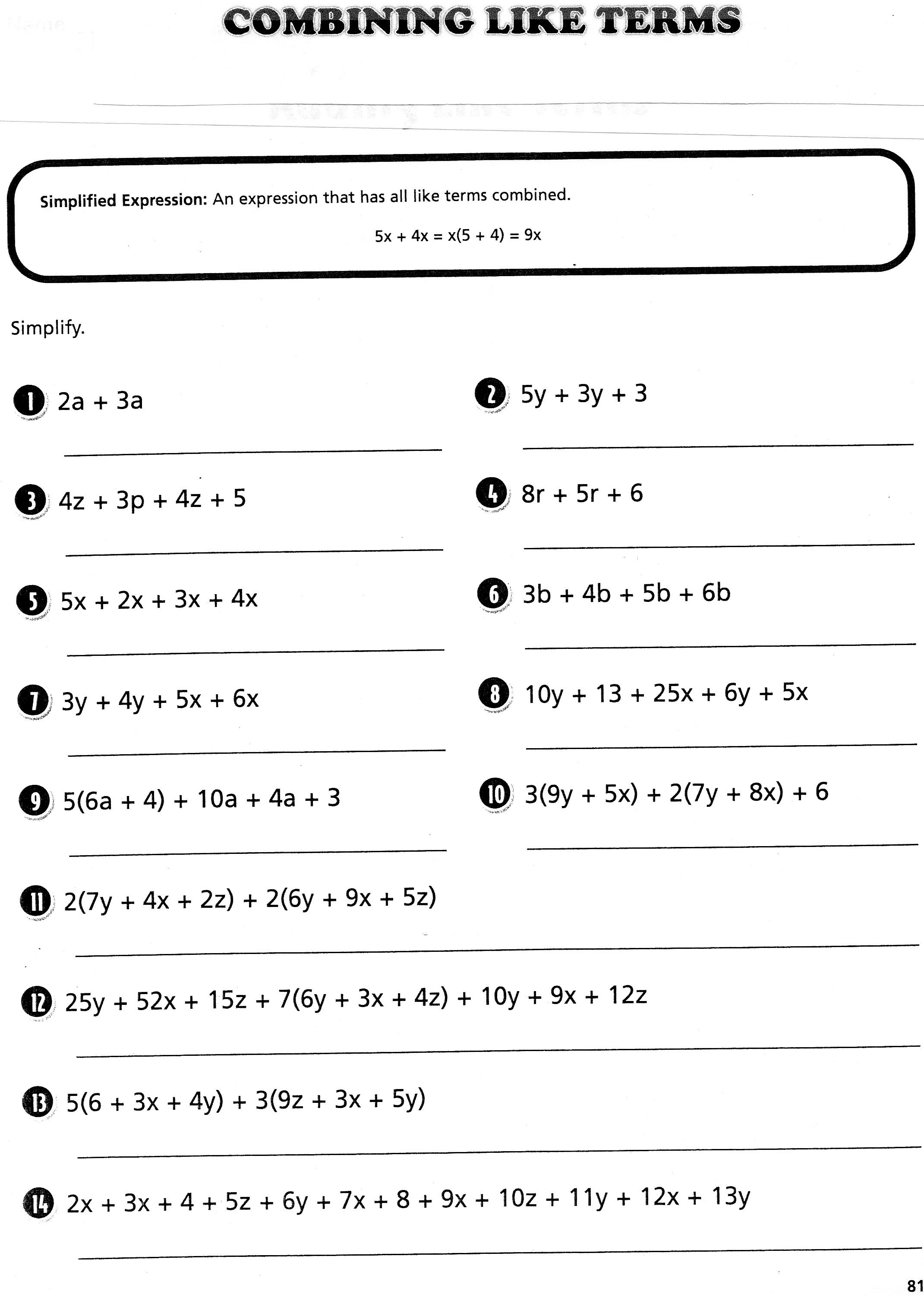 Variables Worksheets 5th Grade Lovely Variables and Expressions Worksheet