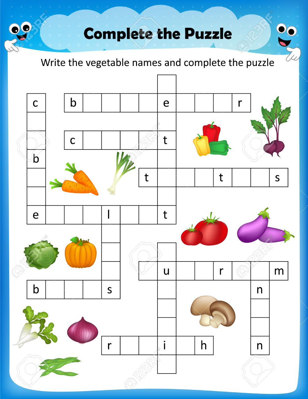 Vegetable Worksheets for Preschool Worksheet Plete the Crossword Puzzle Ve Ables Worksheet