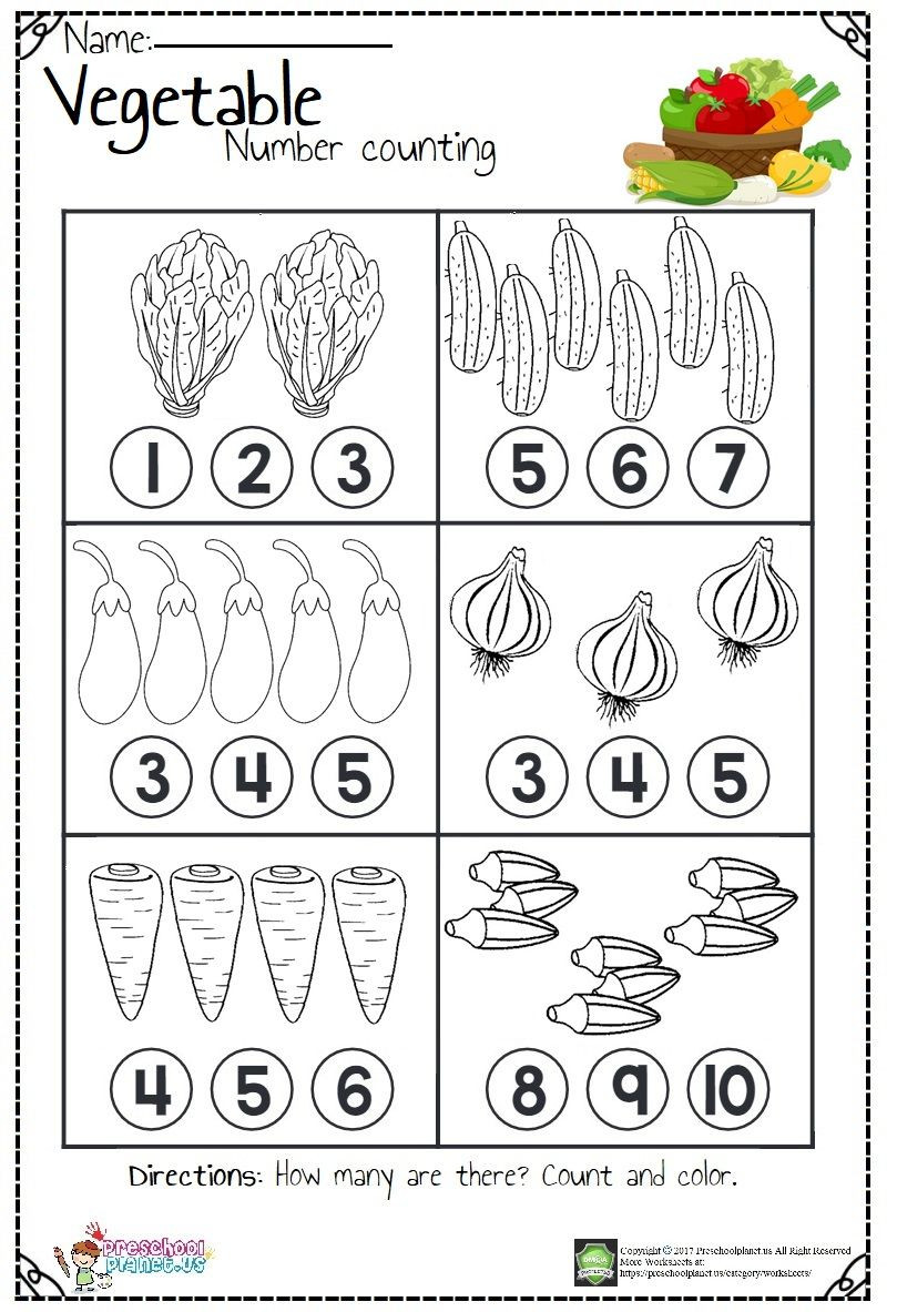 Vegetables Worksheets for Kindergarten Here is Very Easy Counting Worksheet for Preschool