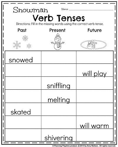 Verb Tense Worksheets 1st Grade 1st Grade Worksheets for January