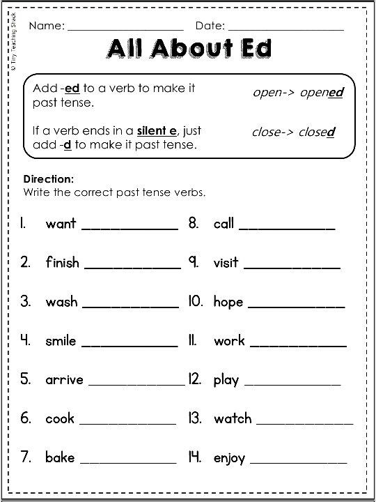Verb Tense Worksheets 1st Grade First Grade Mon Core Language Arts