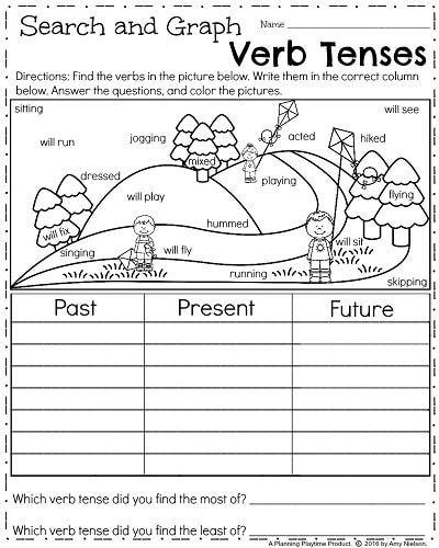 Verb Tense Worksheets 1st Grade March First Grade Worksheets