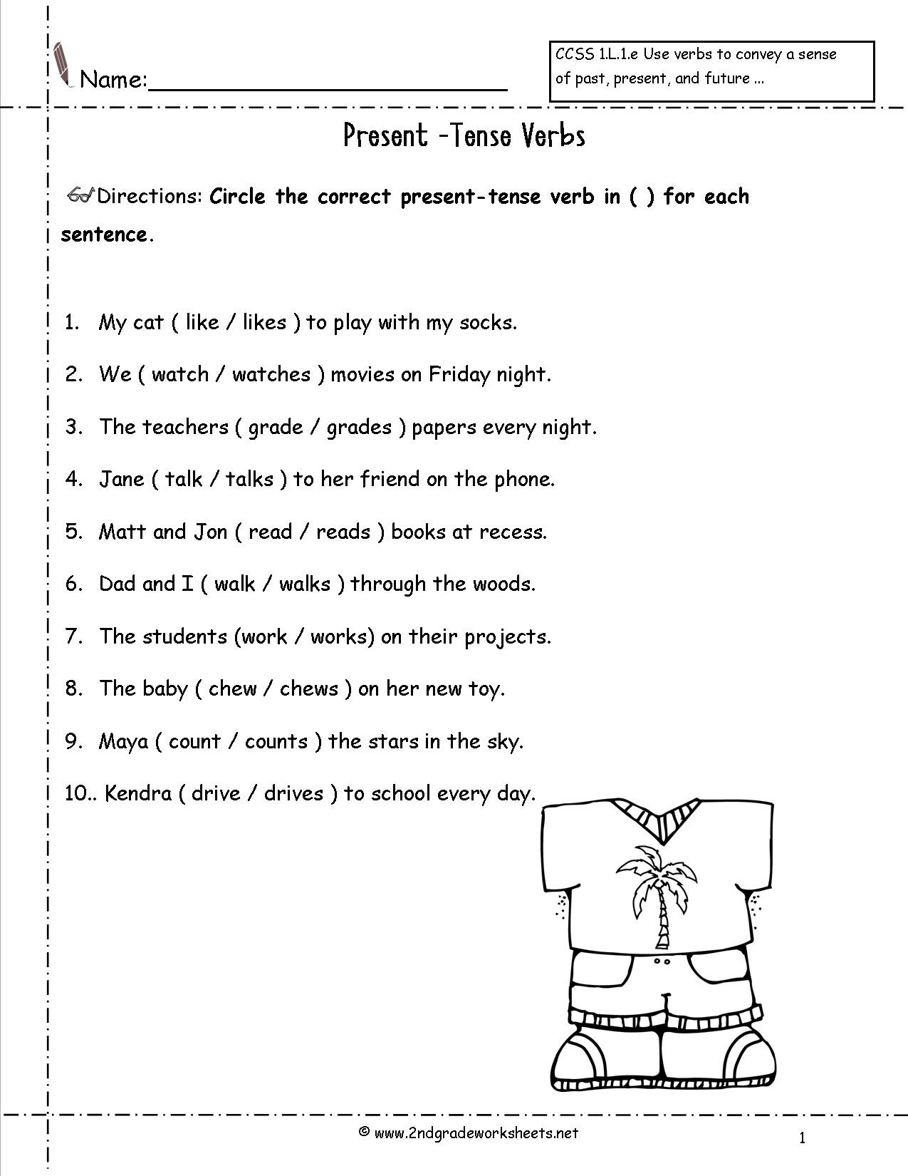 Verb Tense Worksheets 1st Grade Verb Tenses Cut and Paste Worksheet