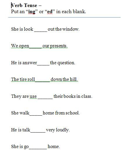 Verb Tense Worksheets 1st Grade Verbs and Verb Tense