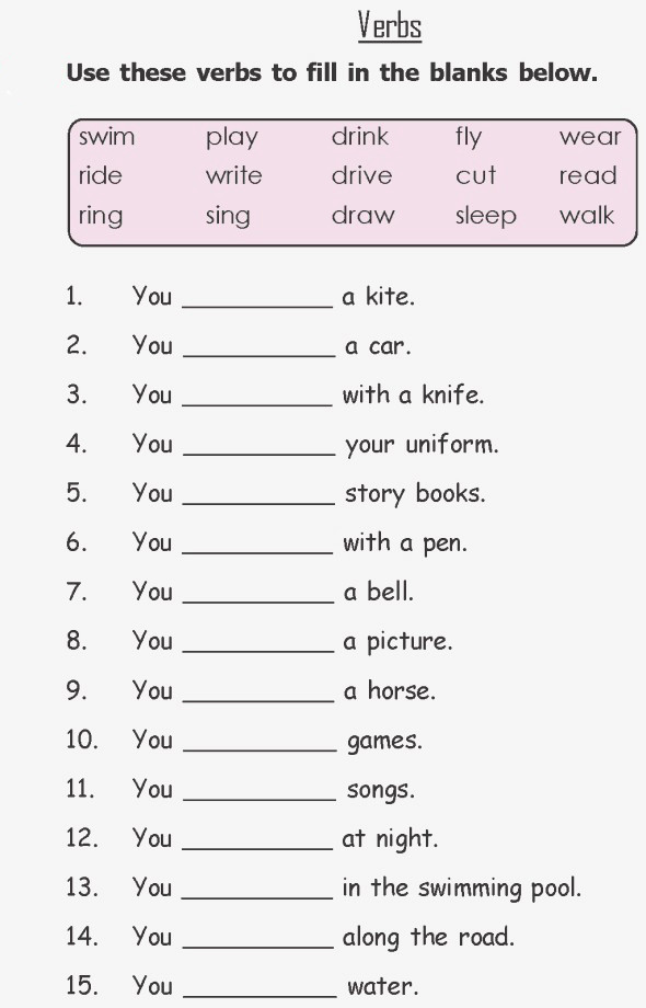 Verb Worksheet 2nd Grade 2nd Grade English Worksheets Best Coloring Pages for Kids