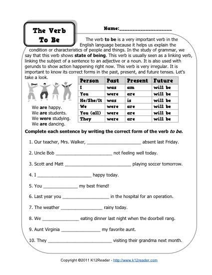 Verbs Worksheets for 1st Grade to Be Verb Worksheets