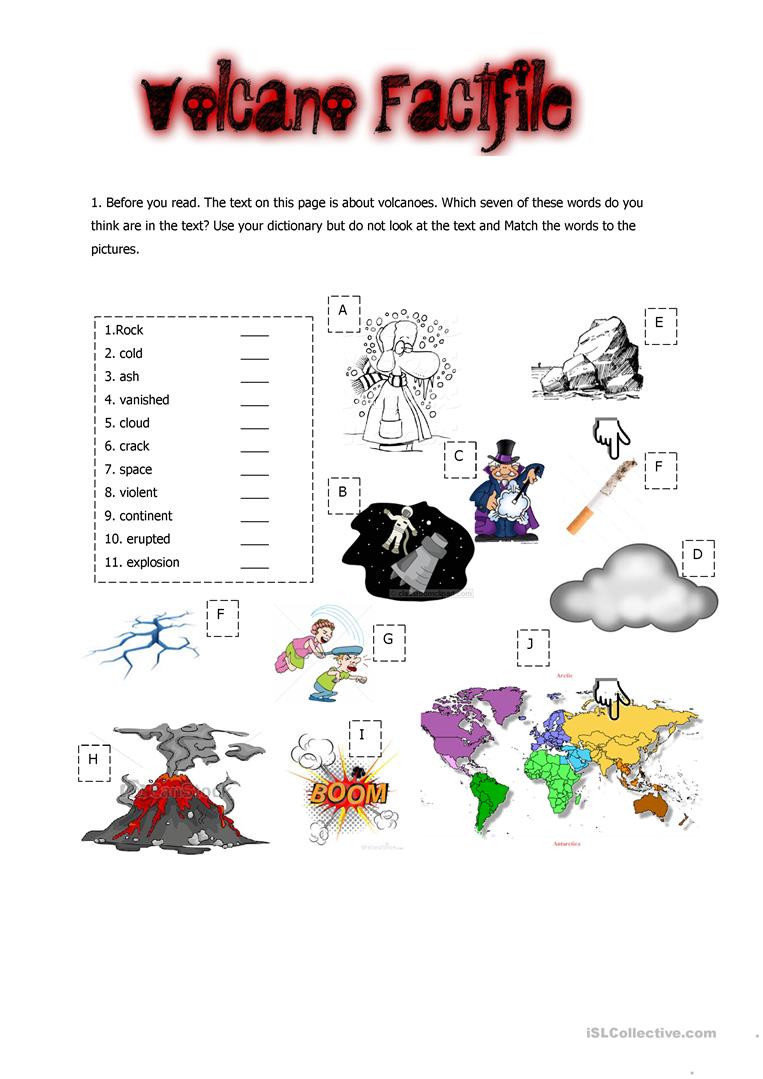 Volcano Worksheets for Kindergarten English Esl Volcano Worksheets Most Ed 15 Results