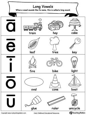 Vowel Worksheets for Kindergarten Long Vowels sound Picture Reference