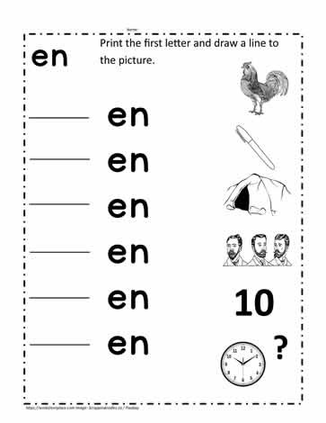 Word Family Worksheet Kindergarten En Word Family Worksheet Worksheets