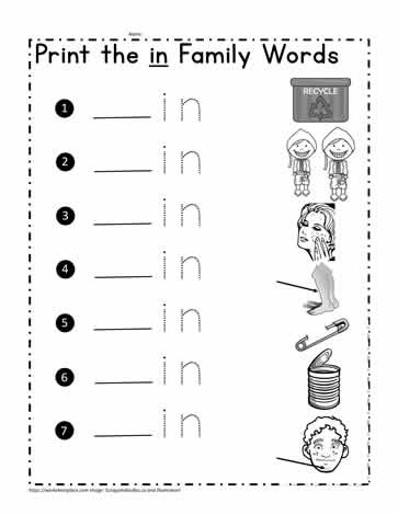 Word Family Worksheet Kindergarten In Word Family Worksheet Worksheets