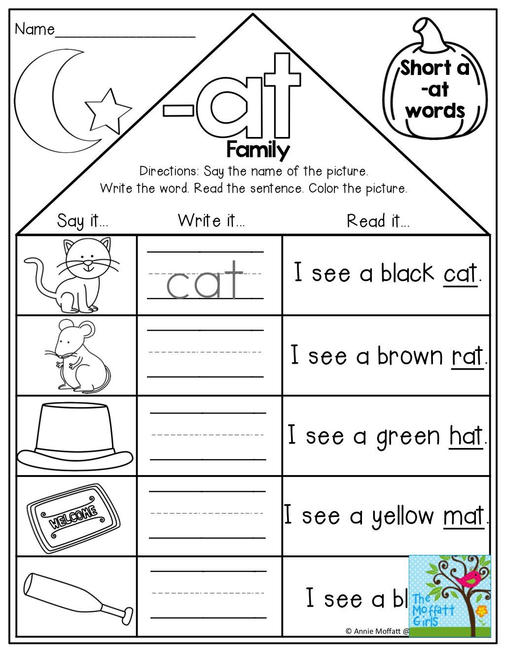 Word Family Worksheet Kindergarten October Fun Filled Learning Resources
