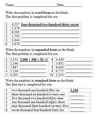 Word form Worksheets 4th Grade Exploring Word Expanded and Standard form for 4 Digit