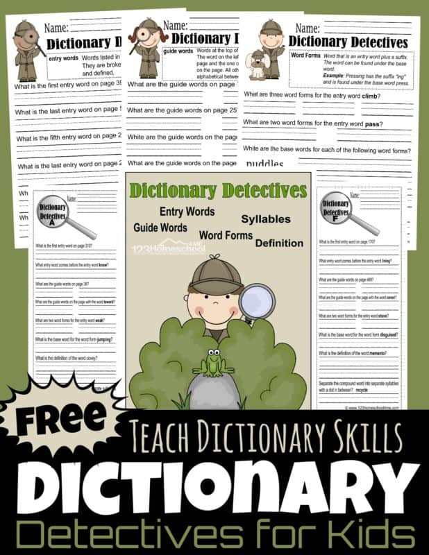 Word form Worksheets 4th Grade Free Dictionary Detective Worksheets for Kids