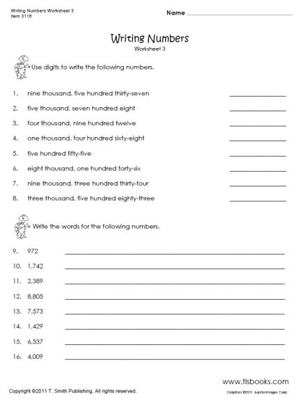 Word form Worksheets 4th Grade Writing Numbers Worksheets 3 5