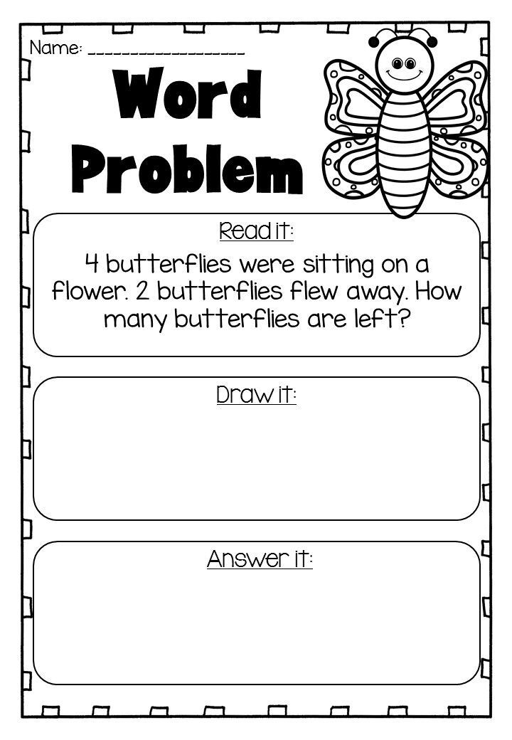 Word Problem Worksheets for Kindergarten Addition and Subtraction Word Problems to 10 Kindergarten