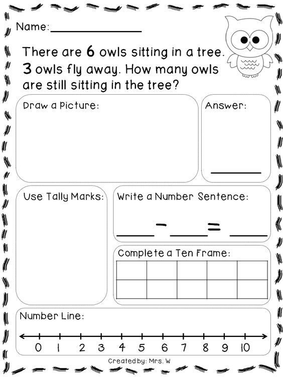 Word Problem Worksheets for Kindergarten Subtraction Word Problems