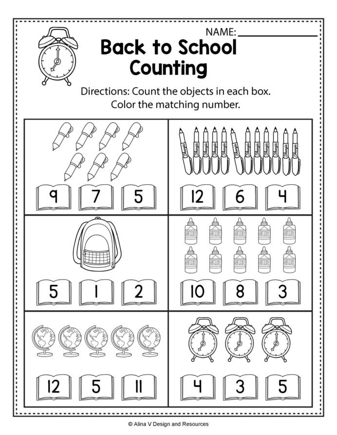Word Problems for Kindergarten Worksheets Back to School Kindergarten Worksheets Counting Preschool