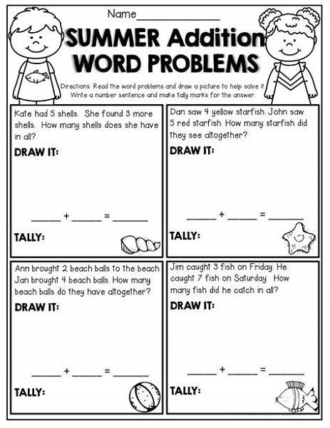 Word Problems Kindergarten Worksheets Picture Word Problems
