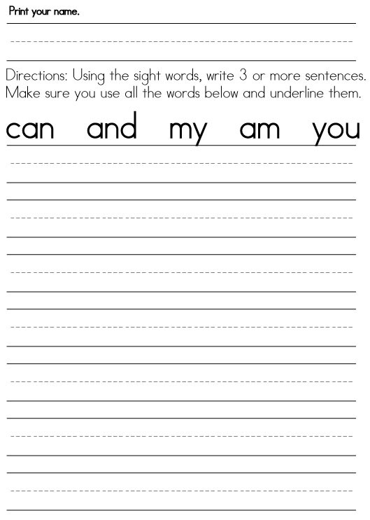 Worksheets for First Grade Writing First Grade Sight Word Worksheets Sight Words Reading