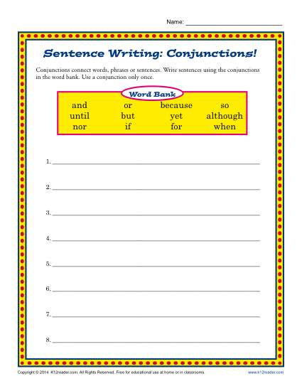 Writing Sentences Worksheets 3rd Grade Sentence Writing Junctions
