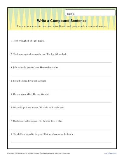 Writing Sentences Worksheets 3rd Grade Write Pund Sentence Structure Worksheets Gr2 Pound