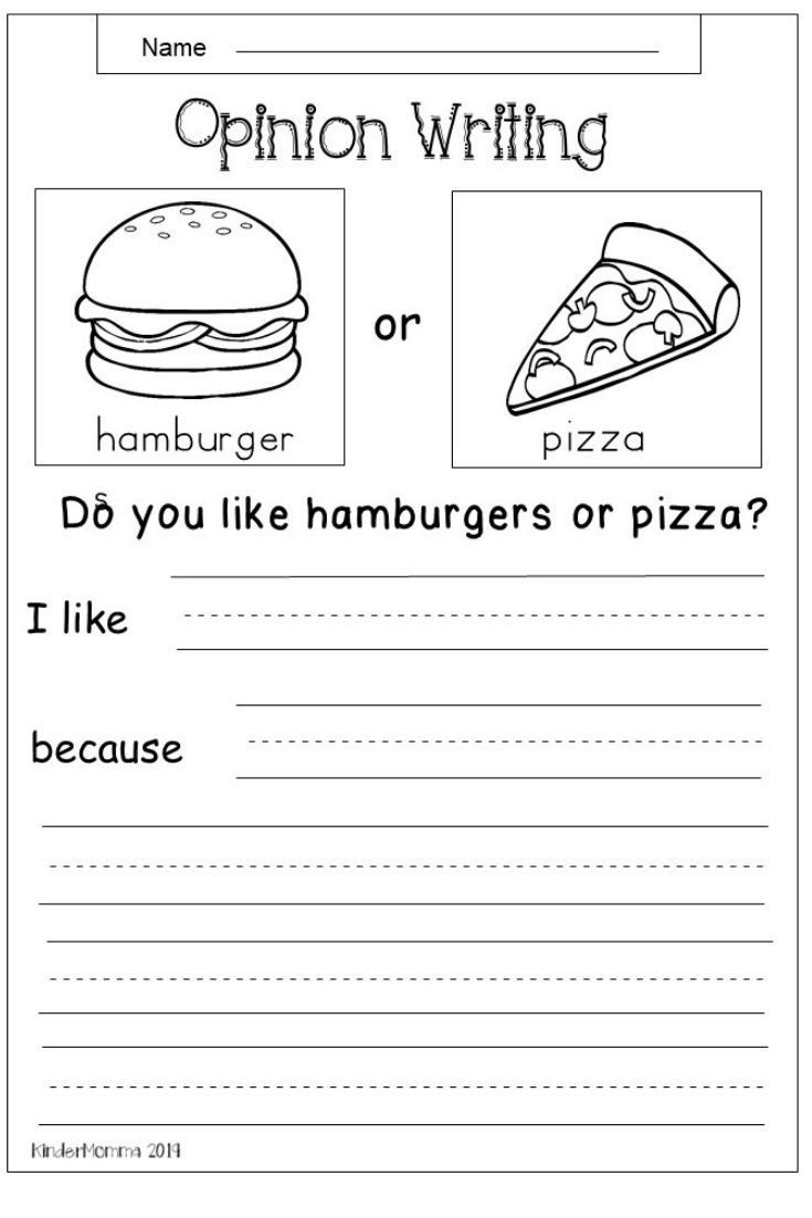 Writing Sheets for 1st Graders Free Opinion Writing Worksheet