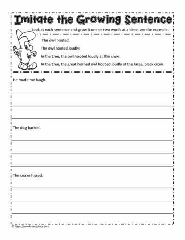 Writing Worksheets 4th Grade Imitate and Stretch the Sentence Worksheets