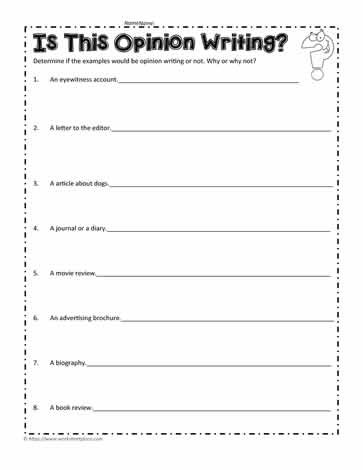 Writing Worksheets 4th Grade Opinion Writing Quiz Worksheets