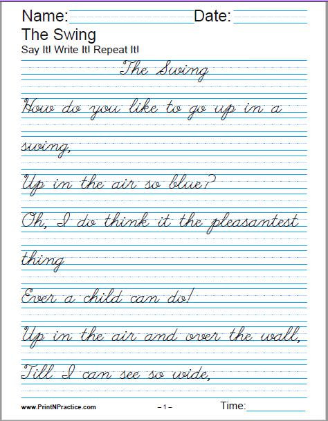 Writing Worksheets 4th Grade Printable Handwriting Worksheets â­ Manuscript and Cursive