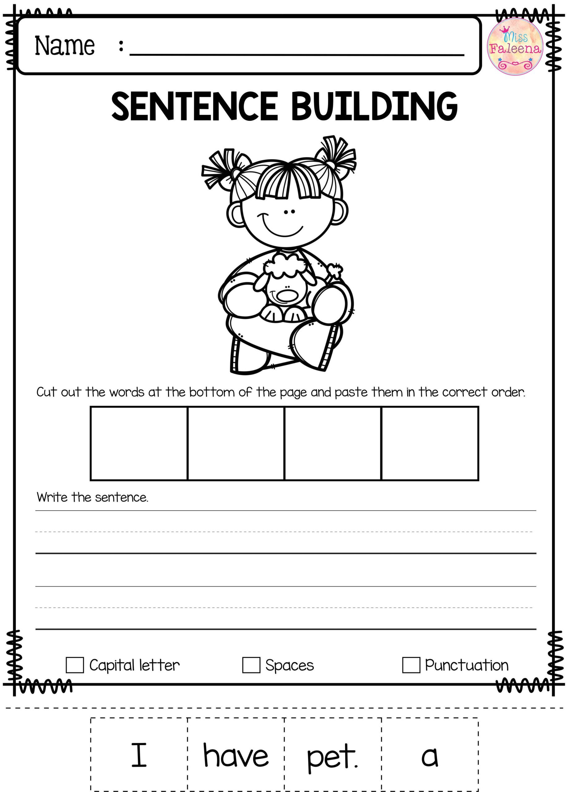 Writing Worksheets First Grade 2nd Grade Kindergarden School Paring Objects Worksheets