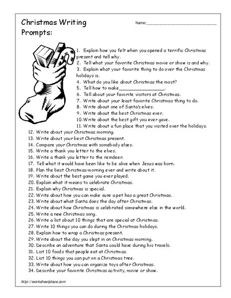 Writing Worksheets for 5th Grade Christmas Writing Prompts Worksheet for 4th 5th Grade