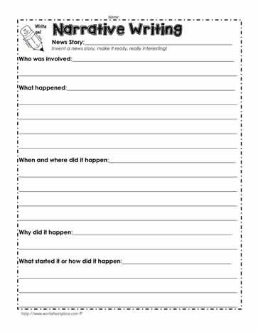 Writing Worksheets for 5th Grade Narrative Writing Worksheets