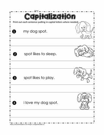 1st Grade Capitalization Worksheets Fix the Sentences Worksheets