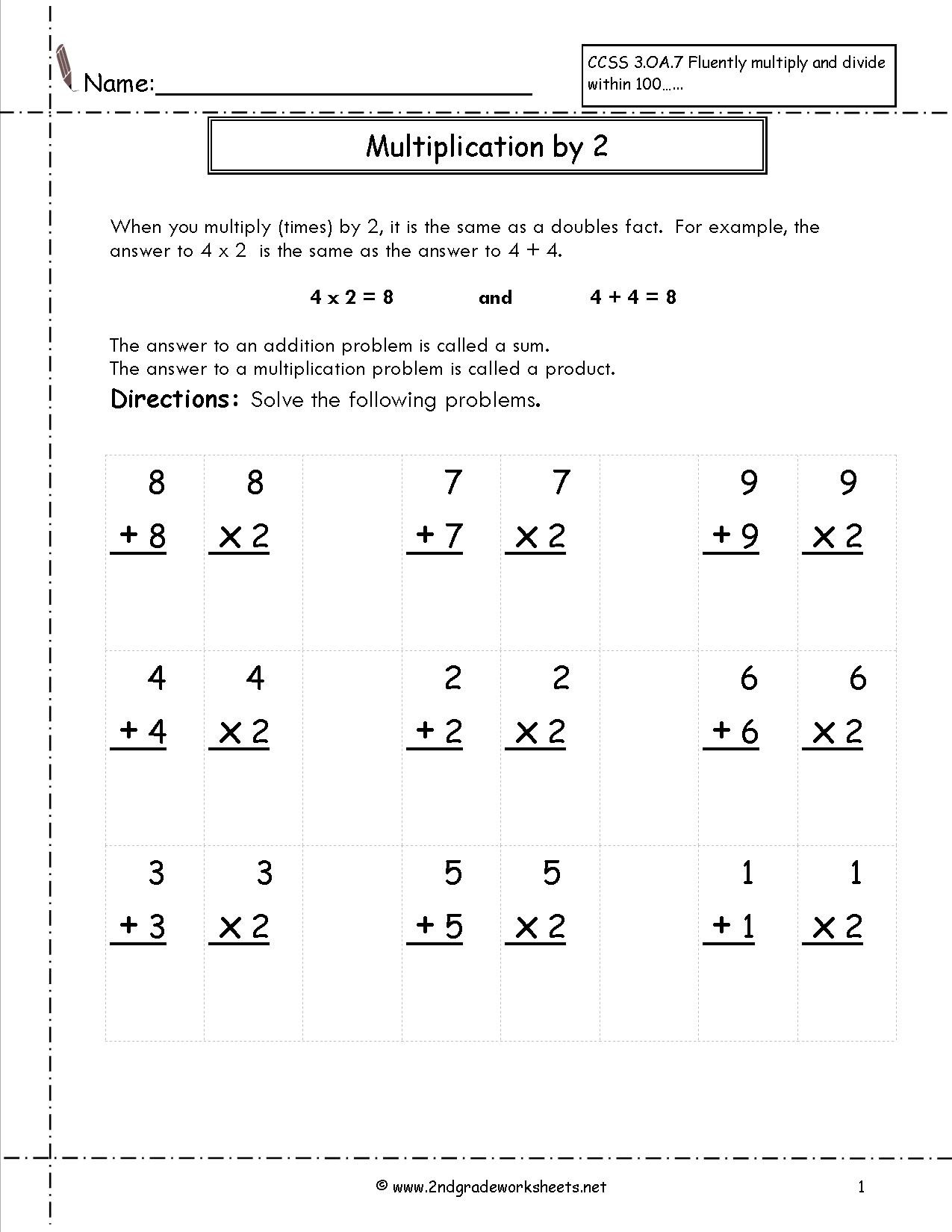 2nd Grade Multiplication Worksheets Multiplication Worksheets and Printouts