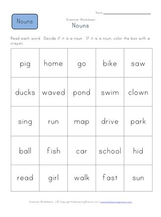 2nd Grade Noun Worksheets Identify Nouns Worksheet