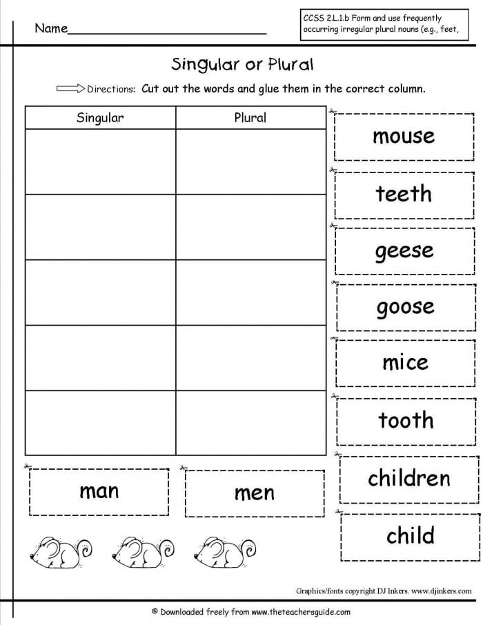 2nd Grade Noun Worksheets Special Plural Nouns Worksheets