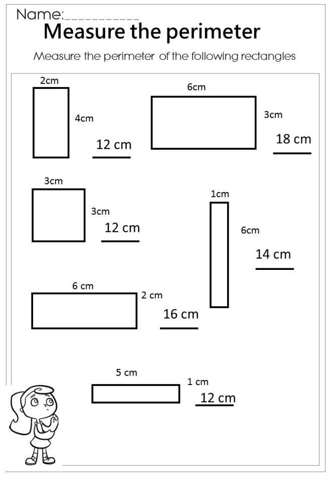 2nd Grade Perimeter Worksheets Measure the Rectangle Perimeter Worksheet
