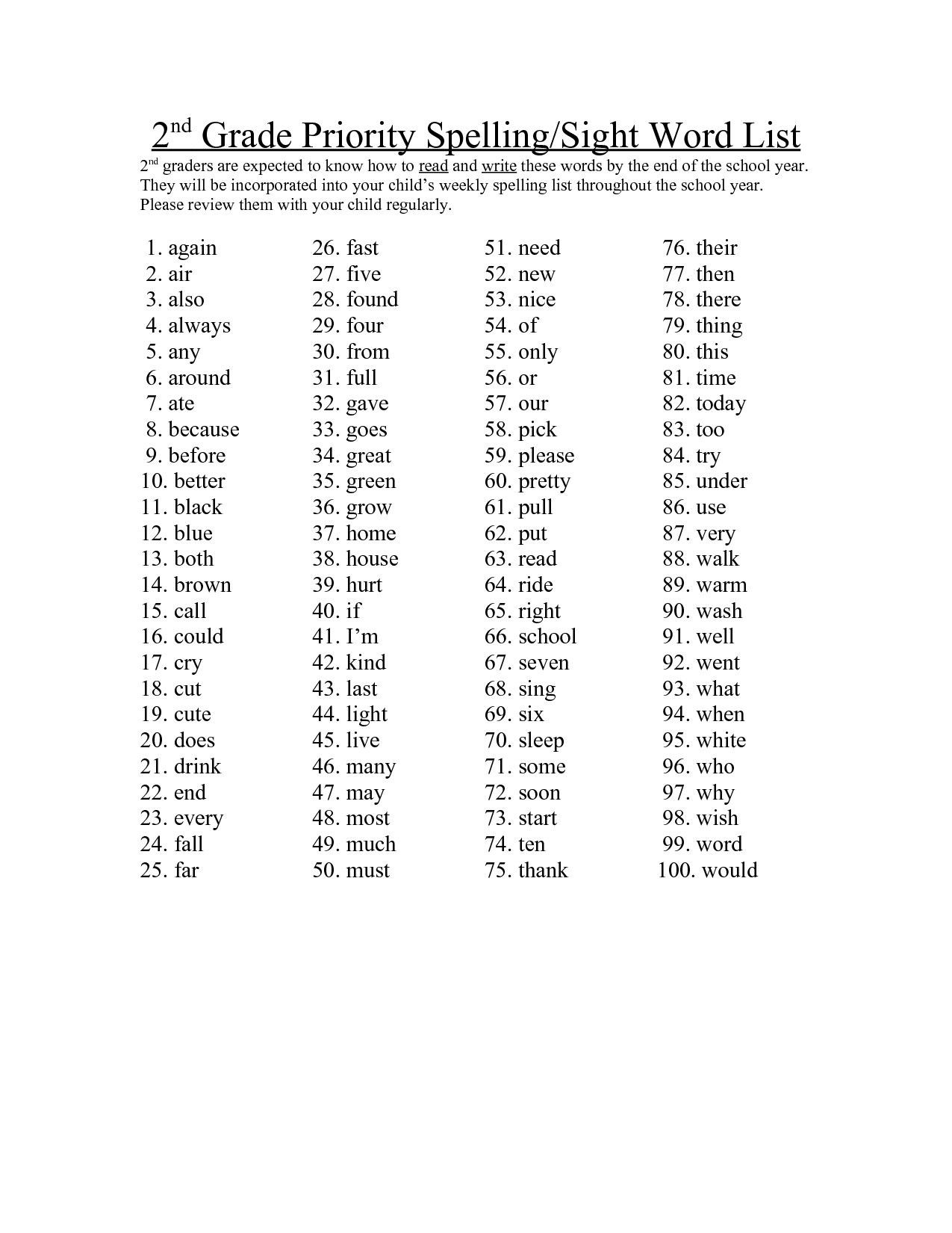 2nd Grade Spelling Worksheets Pin On Teaching