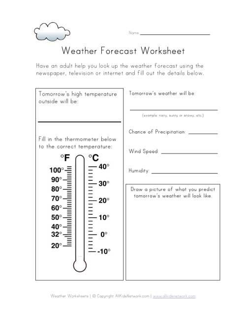2nd Grade Weather Worksheets Weather forecast Worksheet