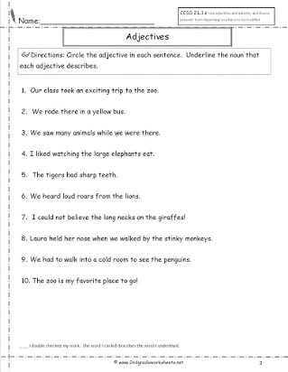 3rd Grade Adjectives Worksheets Free Worksheet On Adjectives for Grade 2