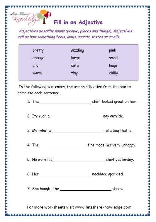 3rd Grade Adjectives Worksheets Grade 3 Grammar topic 4 Adjectives Worksheets Lets