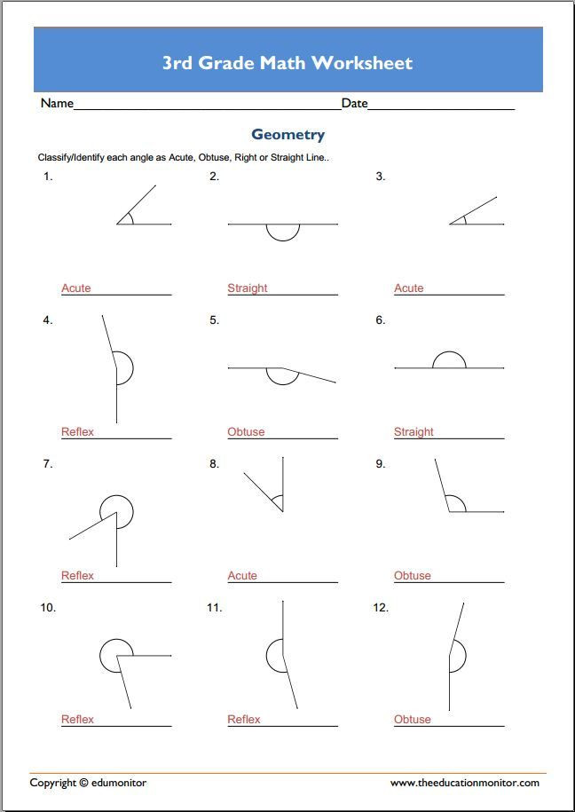 3rd Grade Geometry Worksheets Free 3rd Grade Printable Math Worksheets with Third