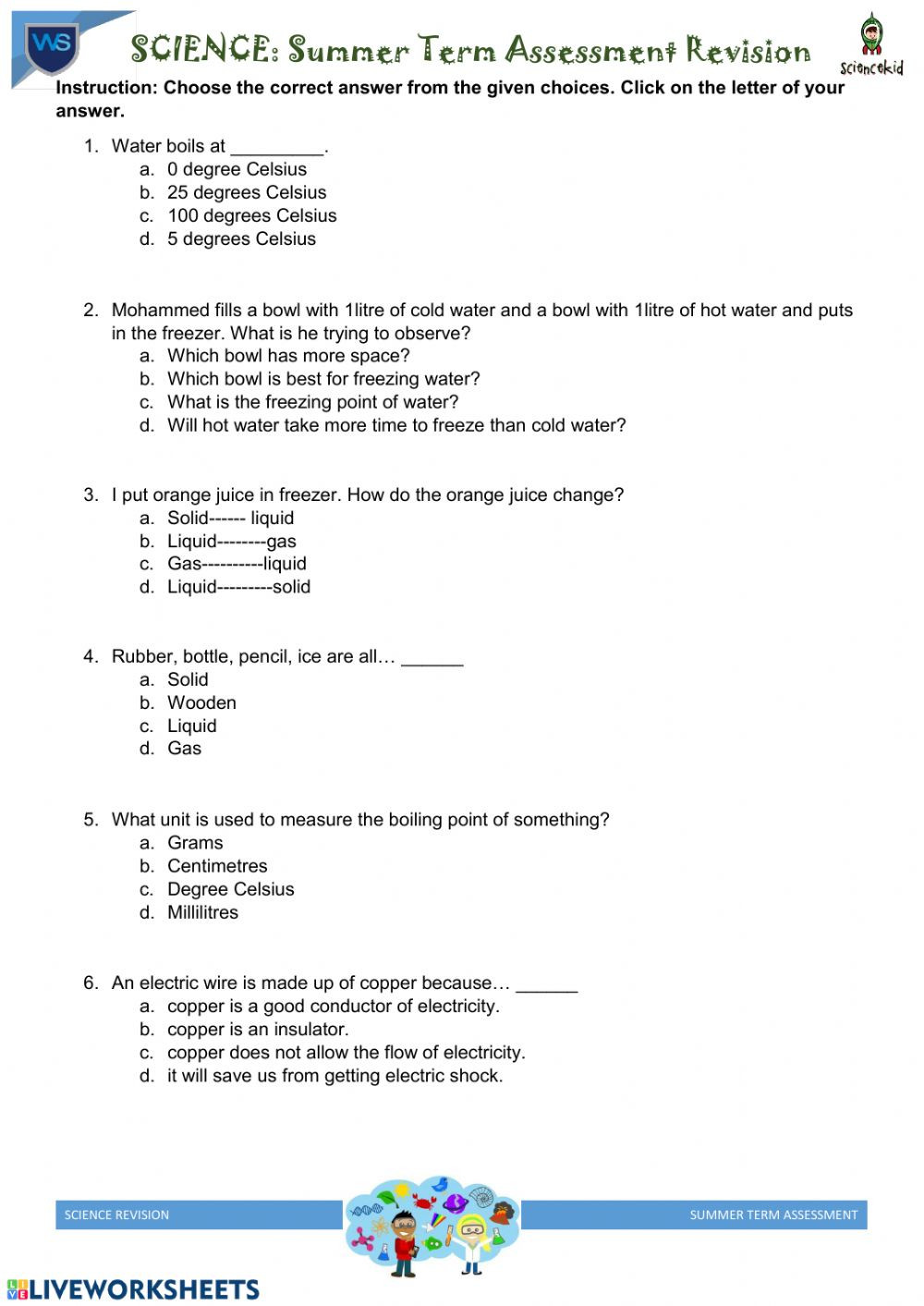 3rd Grade Measurement Worksheet Grade 3 Science Interactive Worksheet