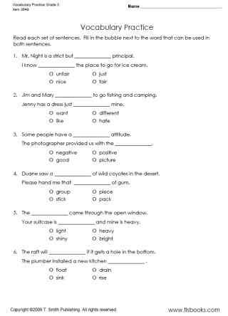 3rd Grade Vocabulary Worksheets Third Grade Vocabulary Practice Worksheet