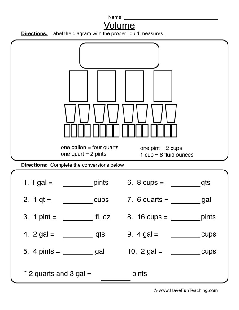 3rd Grade Volume Worksheets Volume Of Shapes Worksheet