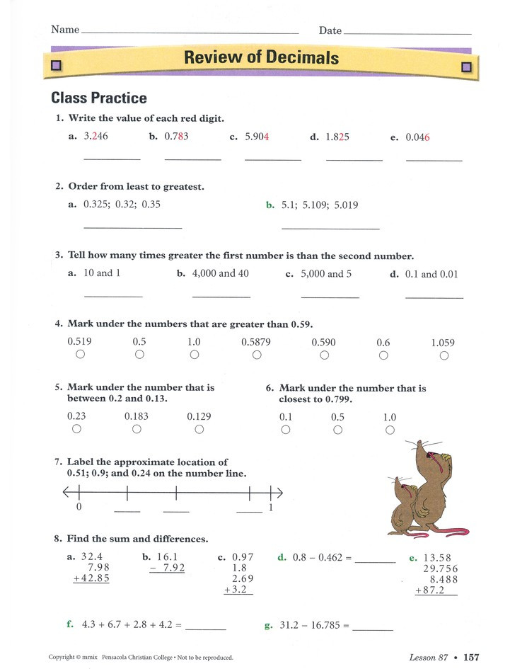 4th Grade Abeka Math Worksheets Abeka Grade 5 Homeschool Child Arithmetic Kit